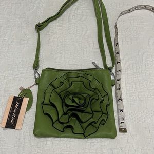 Green Mellow World Shoulder Bag with front flower